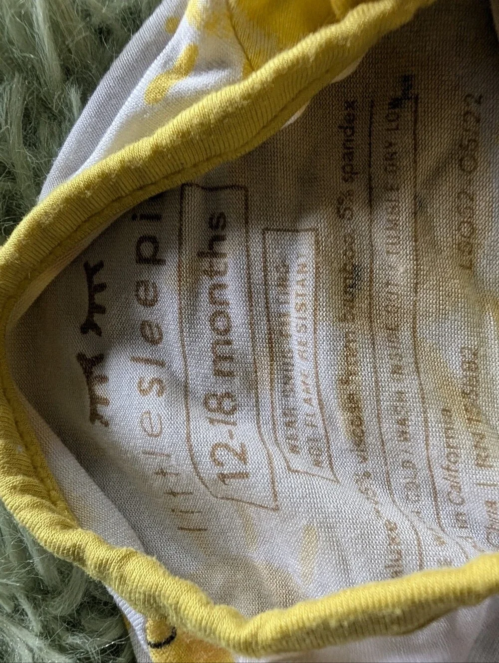 Little Sleepies Zippy 12-18 Months Yellow Suns Bamboo Pajamas